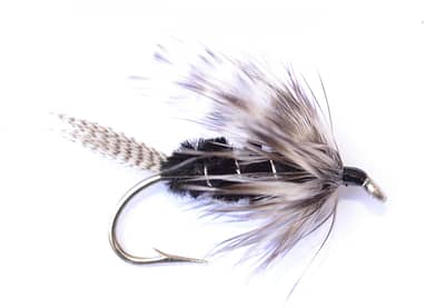 This Green Butted Silver Hilton Steelhead Fly Fishing Streamer Is Isolated  Against A White Background In The Studio Along With The Cork Handle Of The  Fly Fishing Rod. Stock Photo, Picture and